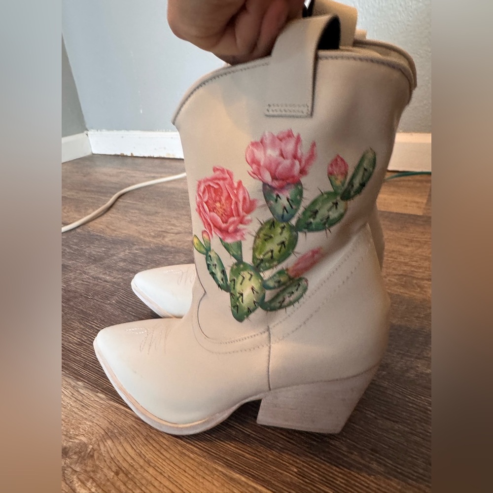 NWB Golo Cactus White Heeled Cowgirl Western Boots - Picture 7 of 8